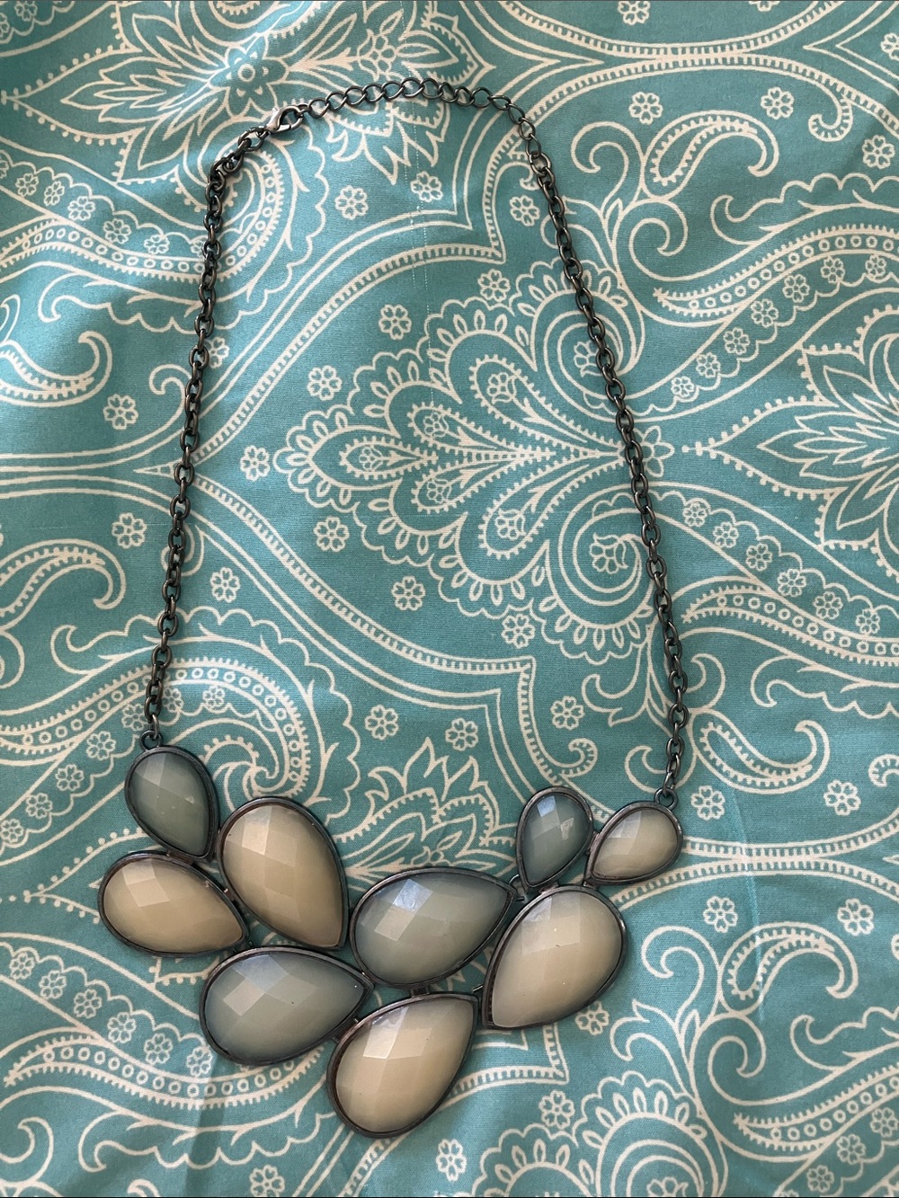 Opal and grey chunky necklace